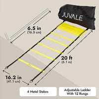 Agility Ladder Workout Equipment with 6 Speed Training Cones And Resistance Parachute Footwork Skills Drill Gear for Football And Soccer 6.1 meter