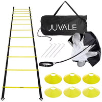 Agility Ladder Workout Equipment with 6 Speed Training Cones And Resistance Parachute Footwork Skills Drill Gear for Football And Soccer 6.1 meter