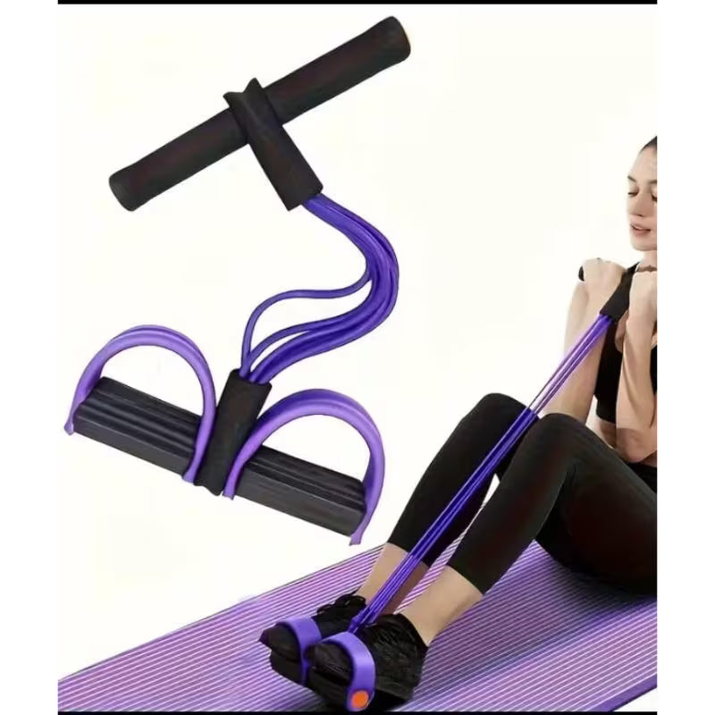Portable Exercise Stepper with Resistance Bands, Purple And Gray, Compact Fitness Equipment Home Workout